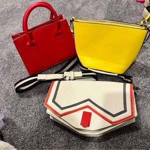 Vibrant Red, Yellow & Tan Crossbody Bags Set